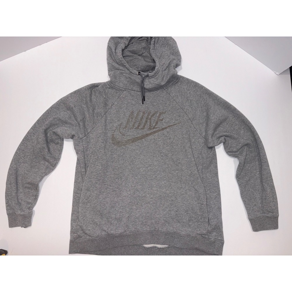 Nike Men Gray Pullover Hoodie Sweatshirt Long Sleeve Size L - Picture 2 of 14